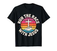 Run The Race with Jesus Christian Runner Faith - T-Shirt