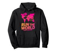 Run The World Global Community Design - Pink Map Pullover Hoodie