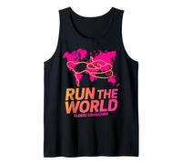 Run The World Global Community Design - Pink Map Tank Top