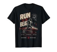 Run to The Beat Christian Running Faith Music Cross Value Graphic T-Shirt
