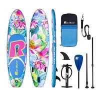 Run Wave Inflatable Stand Up Paddle Board 10'×33''×6''(6'' Thick) Non-Slip Deck with Premium SUP Accessories | Wide Stance, Bottom Fins for Surfing Control | Youth Adults Beginner … (LOTUS)