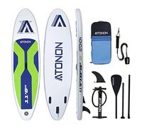 Run Wave Inflatable Stand Up Paddle Board 11'×33''×6''(6'' Thick) Non-Slip Deck With Premium SUP accessories | Wide Stance, Bottom Fins for Surfing Control | Youth Adults Beginner (Green)