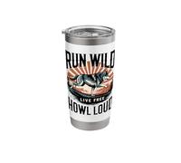 Run Wild Live Free Howl Loud Wolf Stainless Steel Insulated Tumbler