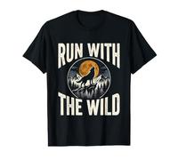 Run with The Wild Wolf Husky Mountain Wilderness Value Graphic T-Shirt
