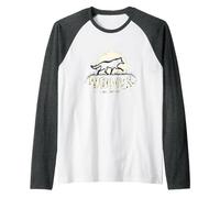 Run with The Wolves Moonlit Adventure for Nature Lovers Raglan Baseball Tee, Men, Dark Heather/White, S