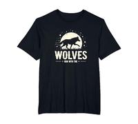 Run with The Wolves Moonlit Adventure for Nature Lovers T-Shirt, Men's Big and Tall, Black, 6X Tall