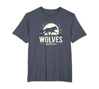 Run with The Wolves Moonlit Adventure for Nature Lovers T-Shirt, Men's Big and Tall, Heather Blue, 4X Tall