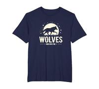 Run with The Wolves Moonlit Adventure for Nature Lovers T-Shirt, Men's Big and Tall, Navy, 6X Tall