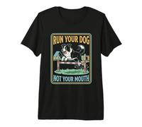 Run Your Dog Not Your Mouth Funny Agility Border Collie Premium T-Shirt