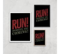RUN! Zombies Are Coming! Art Print - A4 - Wood Frame