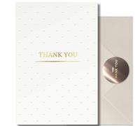RUN2PRINT 100 Set White Dotted Bulk Thank You Cards With Envelopes & Gift of 100 Foiled Stickers - Elegant Blank Notes Wedding All Occasion Cards