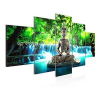 Runa Art buddha Waterfall Image Non-Woven 5 Pieces Nature blue Green Bedroom Hall 503553b