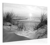 Runa Art Canvas Picture Beach Sunset Modern Prints - 100% Made In Germany - Sea nature Black-and-white Living Room Bedroom 041715c
