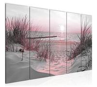 Runa Art Canvas Picture XXL Beach Sunset 200 x 80 cm pink grey 5 Pieces - Made in Germany - 041755b