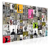 Runa Art Canvas Picture XXL Collage Banksy 200 x 80 cm Colorful 5 Parts - Made in Germany - 302755a