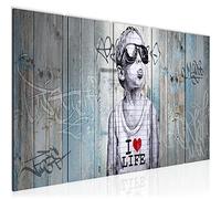 Runa Art Canvas Picture XXL Street art Boy 200 x 80 cm Blue 5 Parts Graffiti - Made in Germany - 039855a