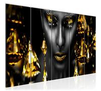 Runa Art Canvas Picture XXL Woman Face Lips 200 x 80 cm Black gold 5 Pieces - Made in Germany - 042155c