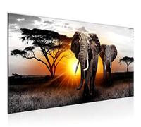 Runa Art Canvas Wall Art Africa Elephant 1 Part Non-woven Canvas Prints for Living Room and Bedroom Panorama Gray Orange 007612a