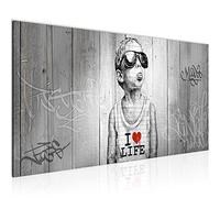 Runa Art Canvas Wall Art Street art Boy 1 Part Non-woven Canvas Prints for Living Room and Bedroom Graffiti Gray 039812c