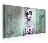 Runa Art Canvas Wall Art Street art Boy 1 Part Non-woven Canvas Prints for Living Room and Bedroom Graffiti Green 039812b