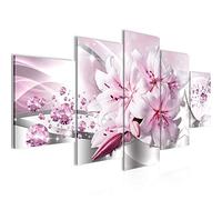 Runa Art Flowers Lilies Image Non-Woven 5 Pieces Abstract Gray Pink Bedroom Hall 021853c