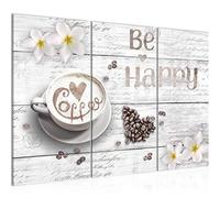 Runa Art Kitchen coffee Pictures XXL Living Room White be Happy 120 X 80 cm 3 Pieces Wall Art 020631c