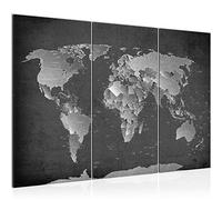 Runa Art Map Of The World Pictures XXL Living Room Black-and-White Map 120 X 80 cm 3 Pieces Wall Art 107631b