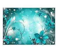Runa Art Photo Wallpaper Flowers Abstract 352 x 250 cm Non-Woven Wall Art XXL Moderne Living Room Bedroom Turquoise 9205011a