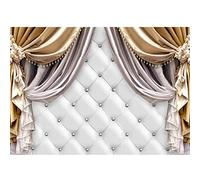 Runa Art Photo Wallpaper Leather Optics Curtain 352 x 250 cm Non-Woven Wall Art XXL Moderne Living Room Bedroom White Beige 9479011a