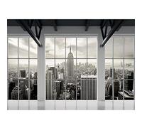 Runa Art Photo Wallpaper New York Window Modern Non-Woven Living Room Bedroom Wall Decoration - Made in Germany - Gray 9187010a