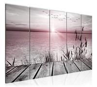 Runa Art Picture XXL bridge Lakeside 200 X 80 cm Gray Pink 5 Piece - Made In Germany - 034355b