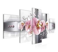Runa Art Pictures Flowers Orchid Canvas Wall Art Non-woven Abstract Gray Pink Bedroom Living Room 008353a