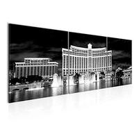 Runa Art - Pictures Las Vegas 120 X 40 cm Non-Woven Canvas Black-and-White Multi-PArt Modern Wall Art 601233c