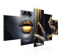 Runa Art Pictures Lips Gold Black Canvas Wall Art Non-woven Beauty Fashion Woman Bedroom Living Room 041553a