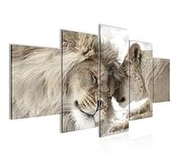 Runa Art Pictures Löwen Love Canvas Wall Art Non-woven Lion And Lioness Beige Bedroom Living Room 002153b