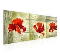 Runa Art - Pictures Poppies 120 X 40 cm Non-Woven Canvas Green Red Multi-PArt Modern Wall Art 201133c