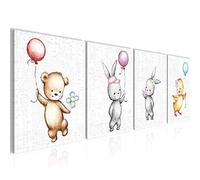 Runa Art Pictures Set Multi-PArt children'S animals Images XXL Living Room 160 X 50 cm White Multi Modern 0178a