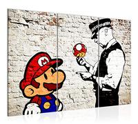 Runa Art Super Mario And Cop Canvas Wall Art for Living Room XXL Gray Street art Graffiti 120 x 80 cm 3 Parts Wall Decoration 303031a