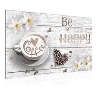 Runa Art Wall Art Kitchen Coffee Modern Pictures for Wall - 100% Made In Germany - 020614c Be happy Living Room 020614c
