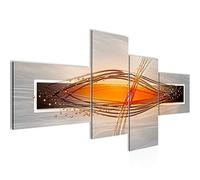 Runa Art Wall Picture for Living RoomWandbild Wohnzimmer Abstract Gray Orange White 4 Parts - Made in Germany - 103345c