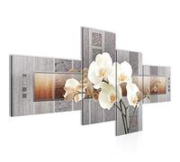 Runa Art Wall Picture for Living RoomWandbild Wohnzimmer Flowers Orchid Gray Beige 4 Parts - Made in Germany - 204645a