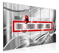 Runa Art Wall Picture XXL Abstract 200 X 80 cm Gray Red Silver 5 Pieces - Made In Germany - 108255a
