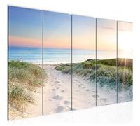 Runa Art Wall Picture XXL beach Sea 200 X 80 cm Beige blue 5 Pieces - Made In Germany - 607355a