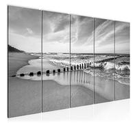 Runa Art Wall Picture XXL beach Sea 200 X 80 cm Black-and-White 5 Pieces - Made In Germany - 025255c
