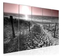 Runa Art Wall Picture XXL beach Sunset 200 X 80 cm Gray Pink 5 Pieces - Made In Germany - 018455b