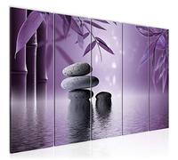 Runa Art Wall Picture XXL Feng Shui Stones 200 X 80 cm Purple Violet 5 Pieces - Made In Germany - 501955c