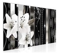 Runa Art Wall Picture XXL Flowers Lilies 200 X 80 cm Gray 5 Pieces - Made In Germany - 008455c