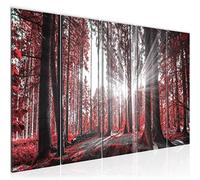 Runa Art Wall Picture XXL Forest Landscape 200 X 80 cm Red 5 Pieces - Made In Germany - 503855c