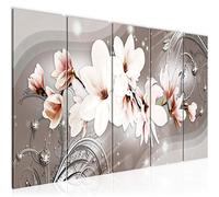 Runa Art Wall Picture XXL Magnolia Flowers 200 X 80 cm Beige Brown 5 Pieces - Made In Germany - 006255a