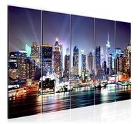 Runa Art Wall Picture XXL New York city 200 X 80 cm colorful 5 Pieces - Made In Germany - 605555a